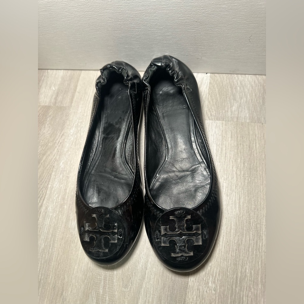 Tory Burch Minnie Travel Ballet black Flats women Sz 5